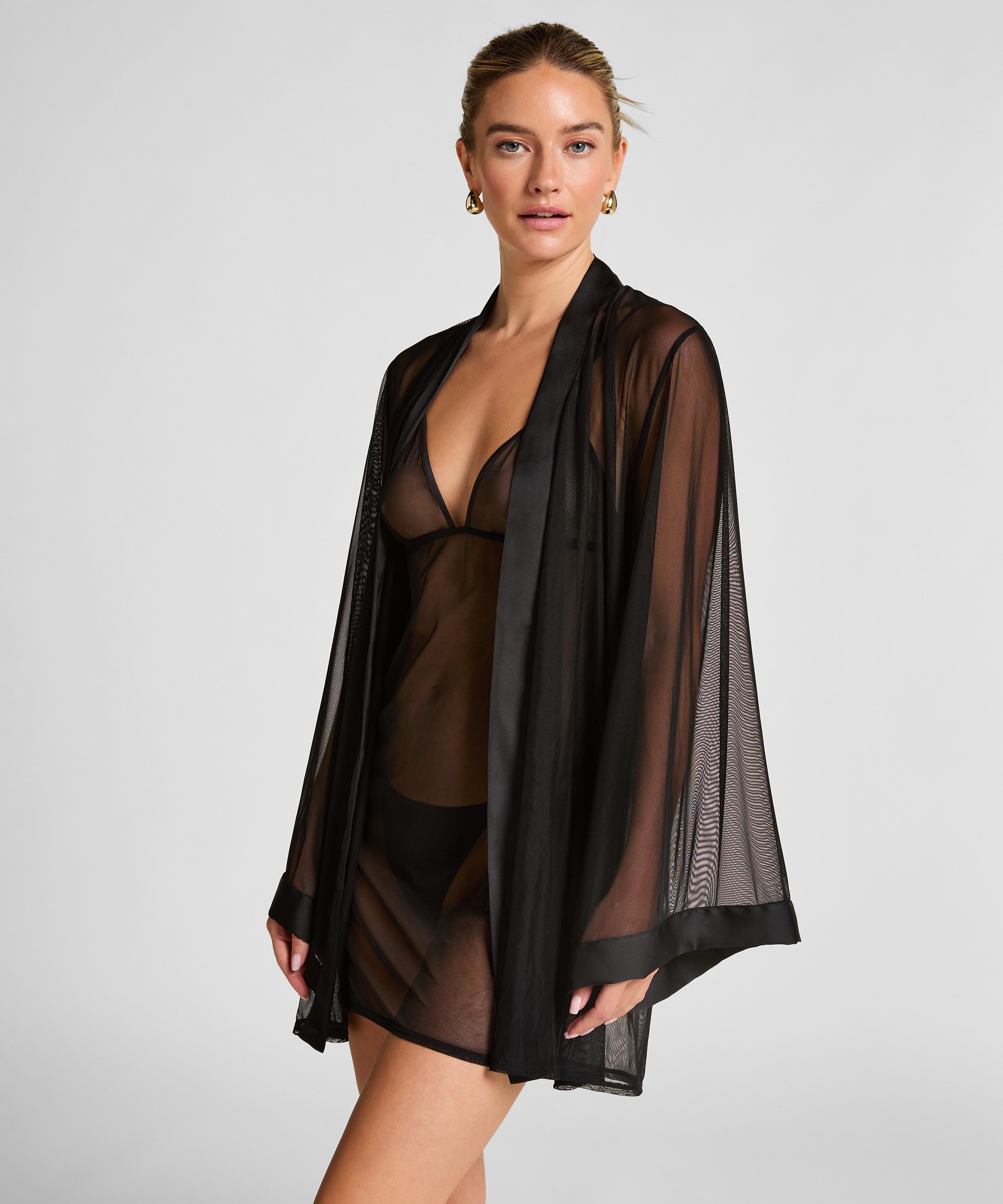 Maxime Tulle Kimono, Black, main