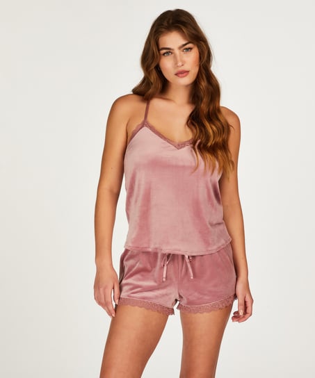 Velvet Lace Cami, Pink