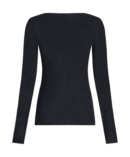 super soft Boatneck shirt with Cashmere, Black