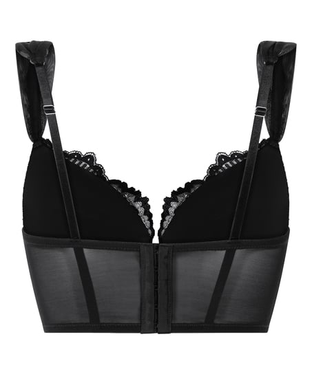Whitney Padded Underwired Longline Push-Up Bra, Black