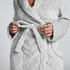 Long Fleece Bathrobe, Grey