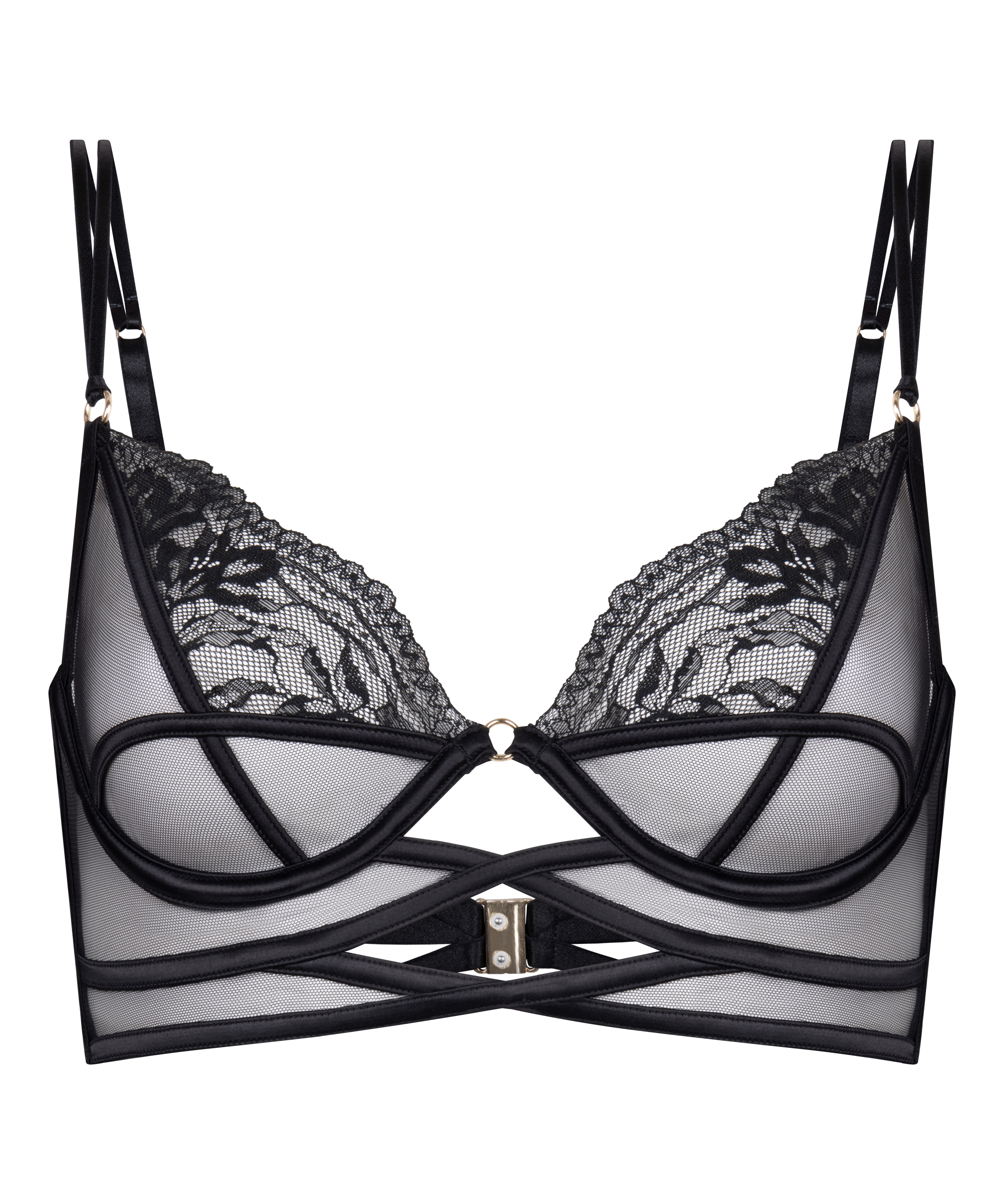 Amel Non-Padded Underwired Longline Bra, Black, main