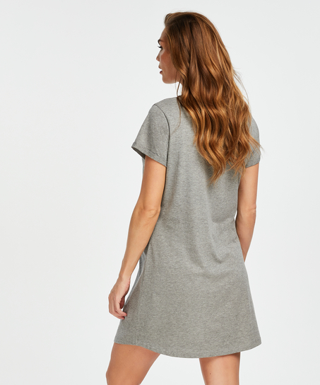 Short-Sleeved Maternity Nightshirt, Grey