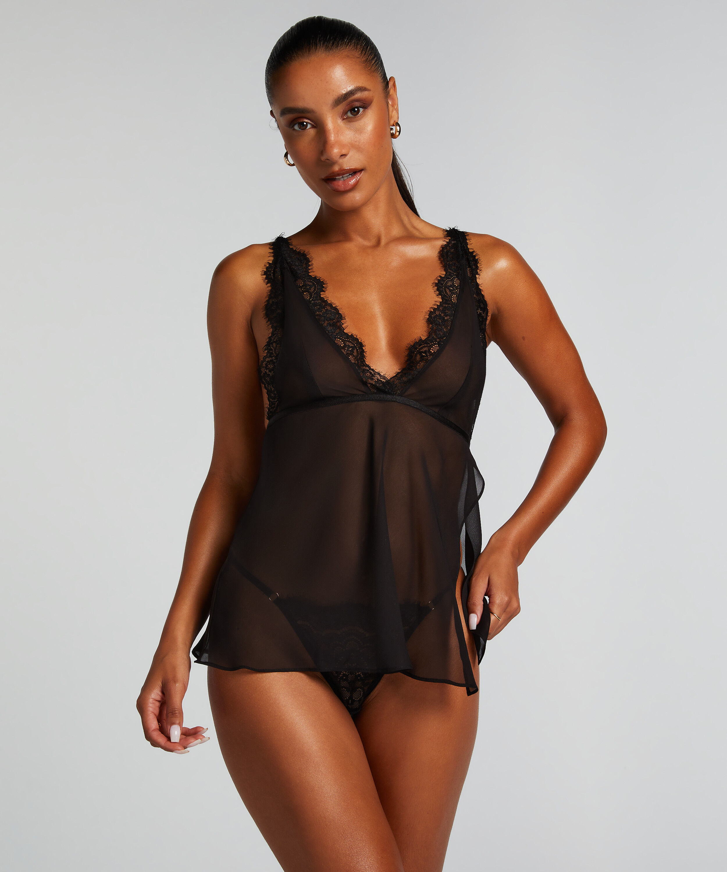 Babydoll Chiffon Lace, Black