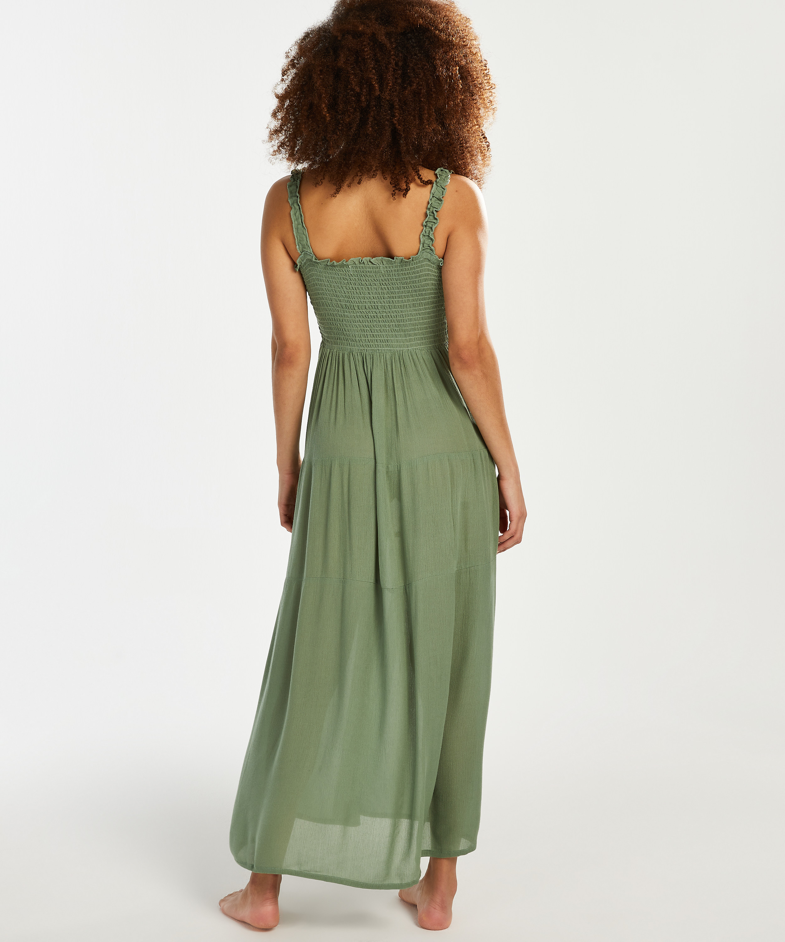 Smocked maxi dress, Green, main