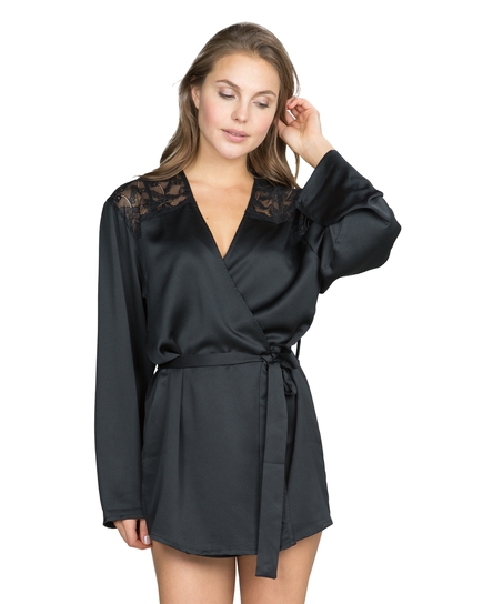Kimono Hammered satin, Black