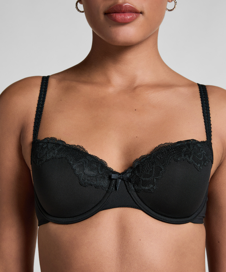 Secret Lace Padded Underwired Bra, Black