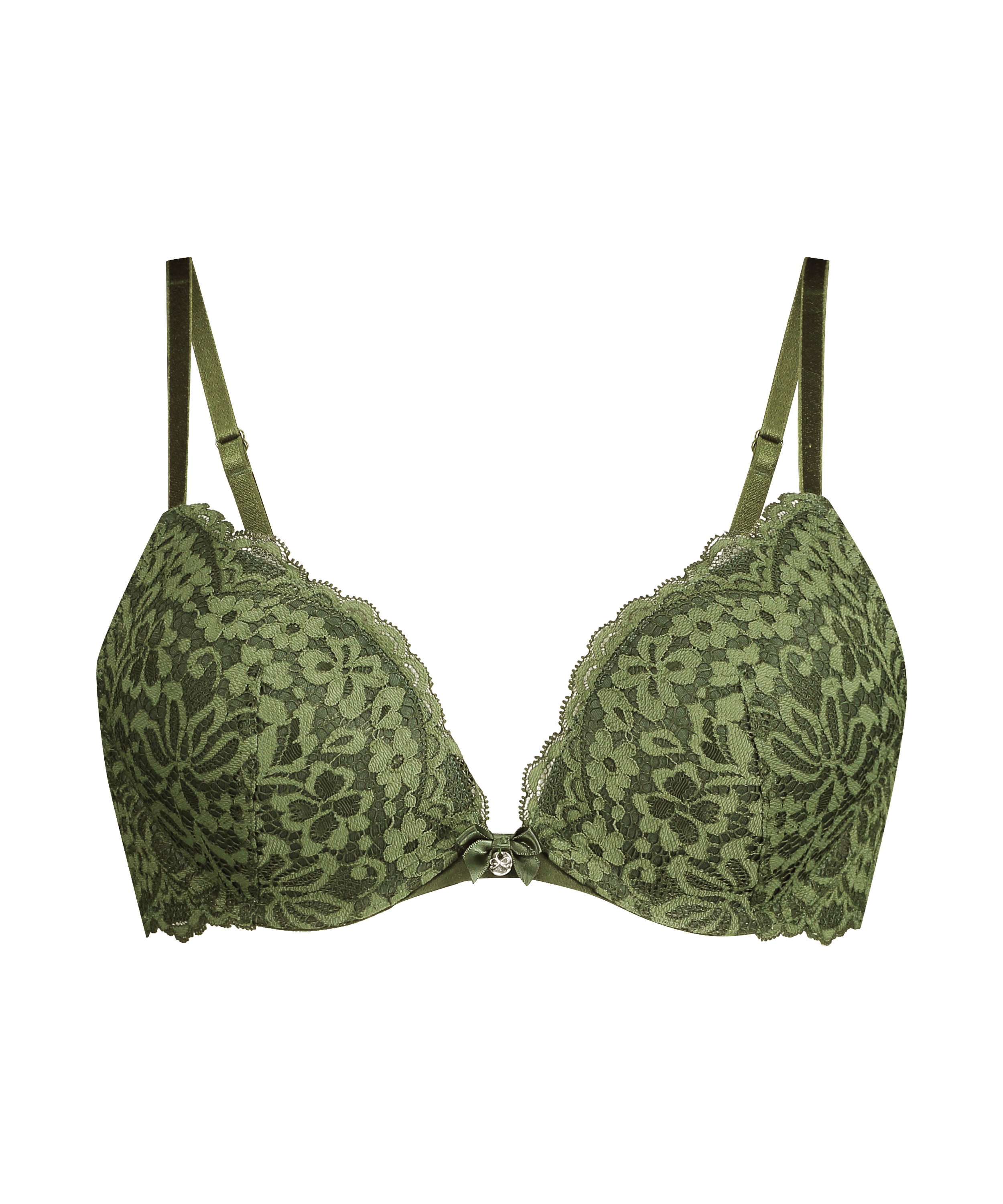 Rose padded push-up bra, Green, main