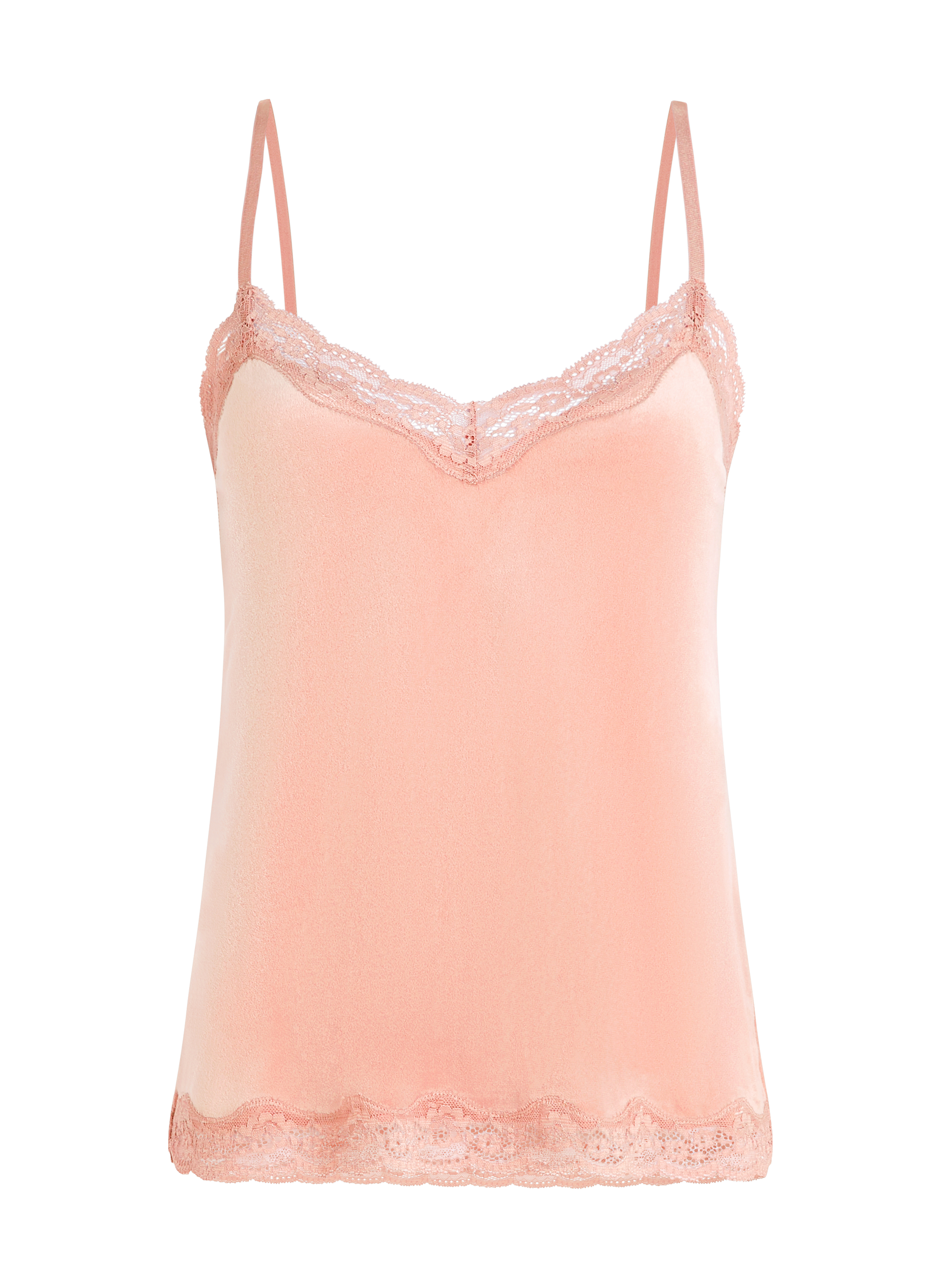 Velours Lace Cami Top, Pink, main