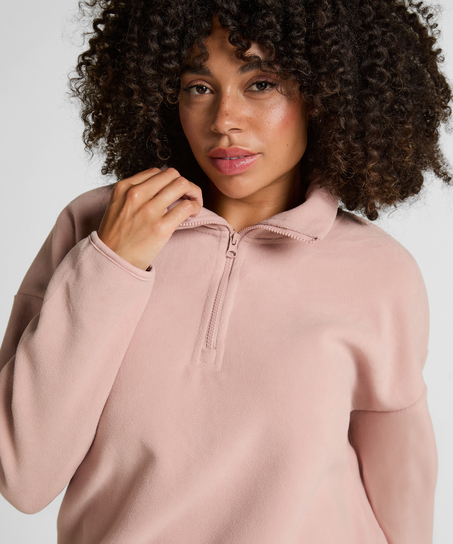 Top Half Zip Sporty Fleece, Pink