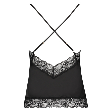 Satin Lace cami top, Black