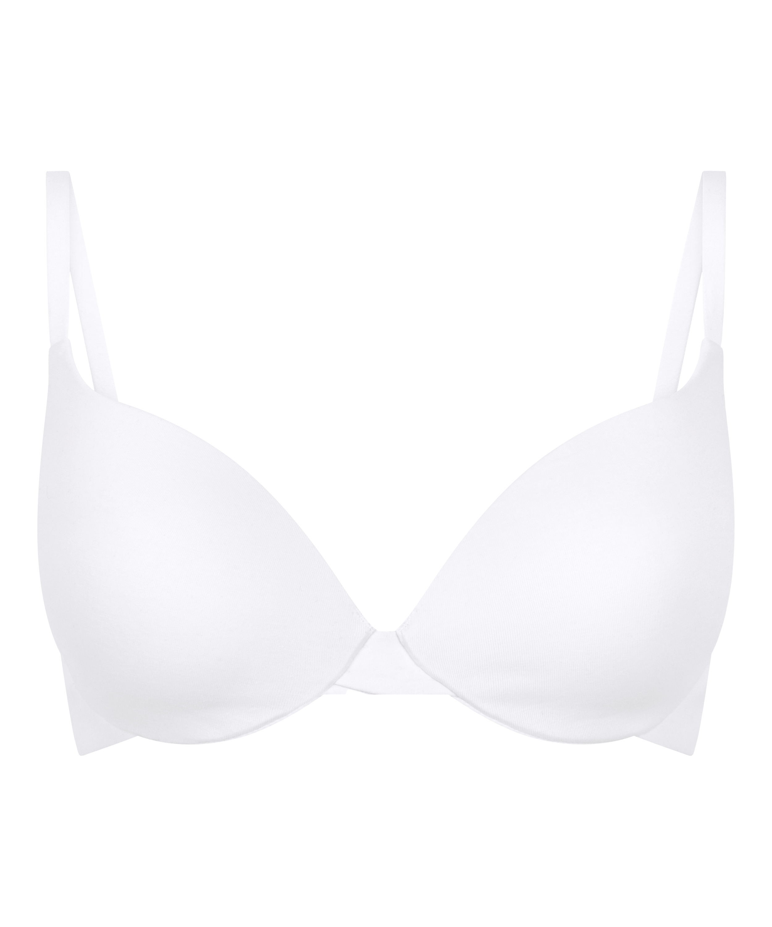 Cotton Padded Underwired Push-Up Bra, White, main