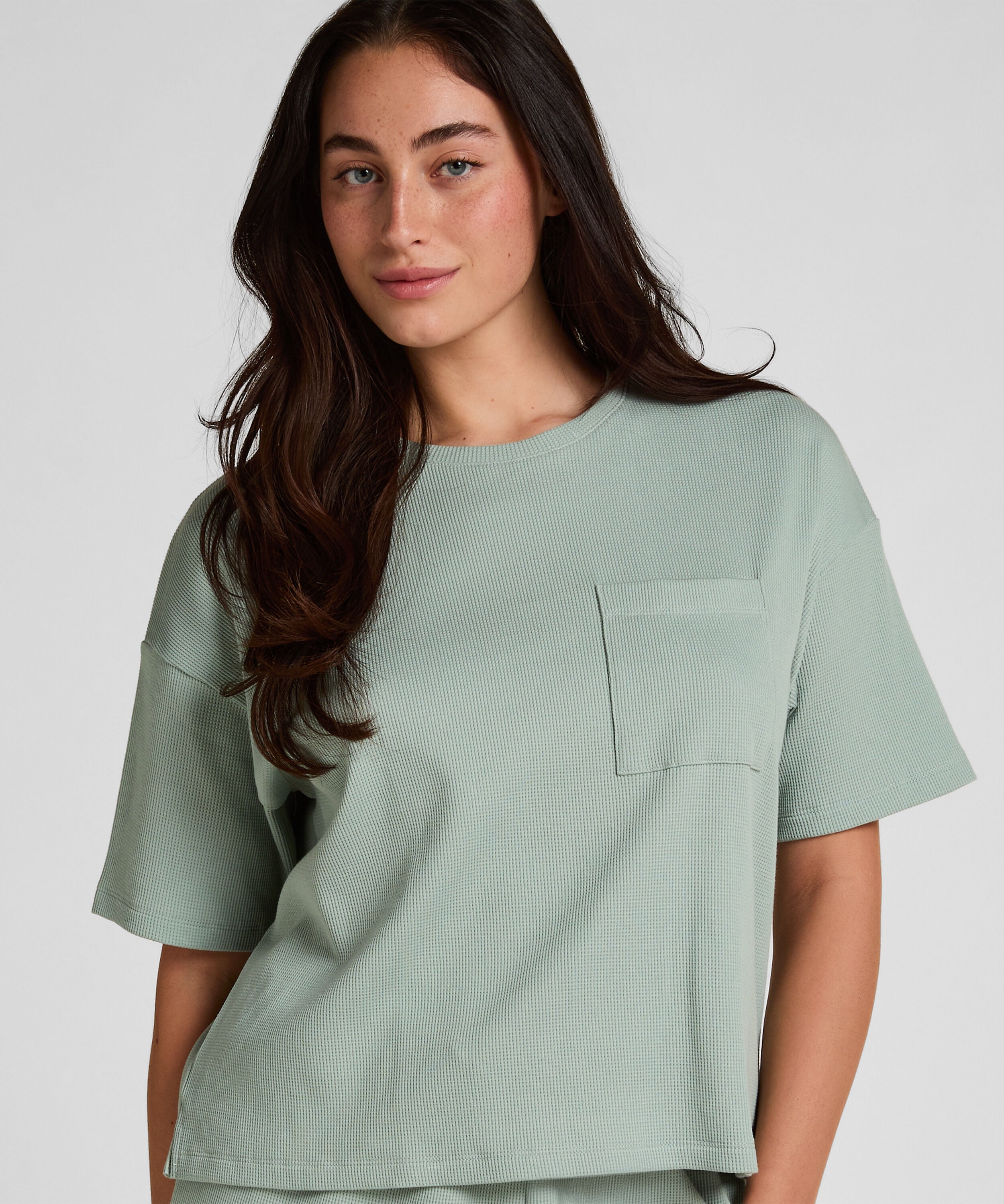 Pyjama Top Waffle, Green Pyjama Top Waffle, Green