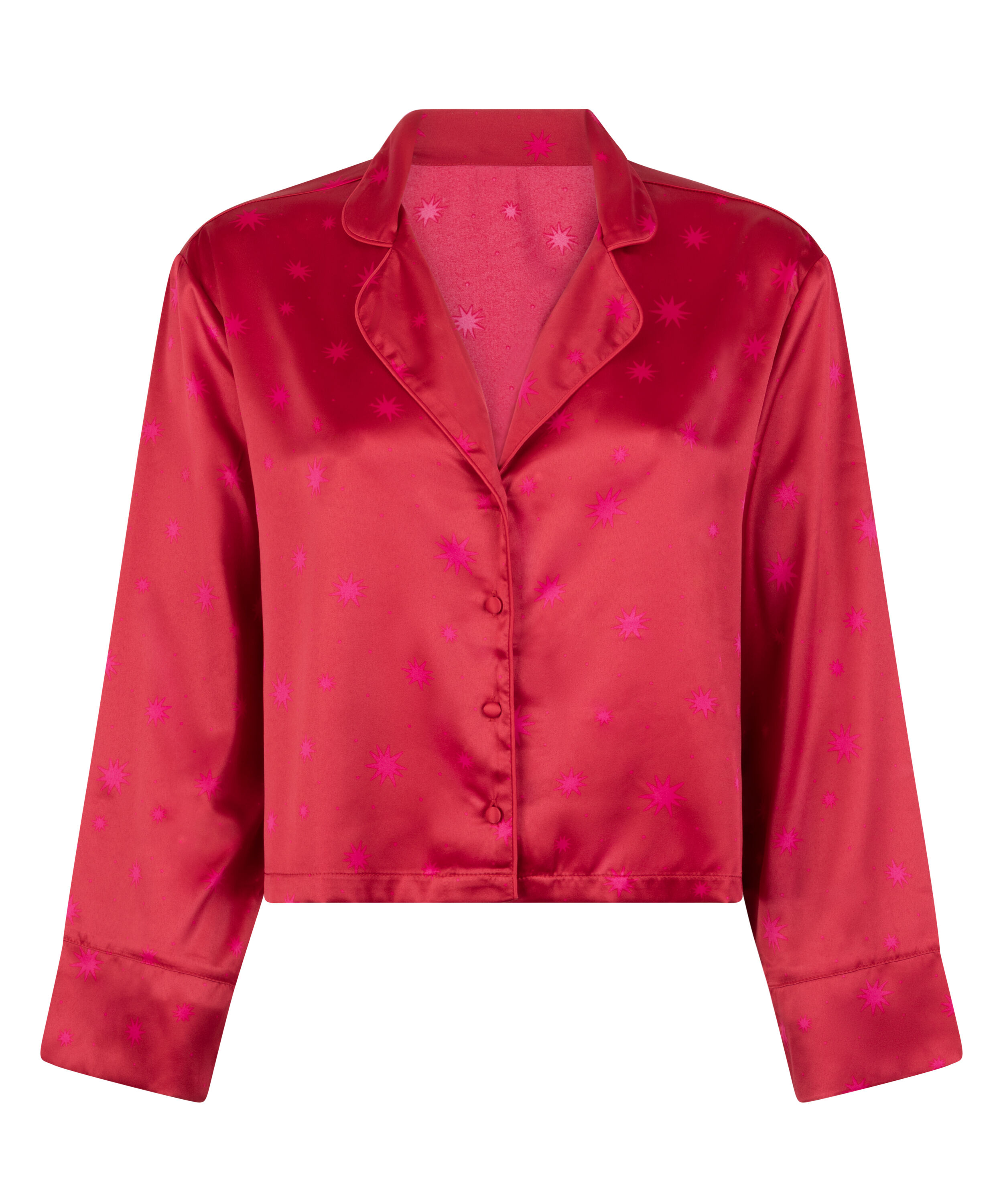 Satin Long-Sleeved Jacket, Red