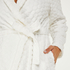 Long Fleece Bathrobe, White