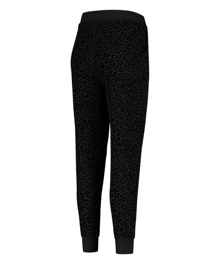 HKMX Leopard Jogging Bottoms, Black