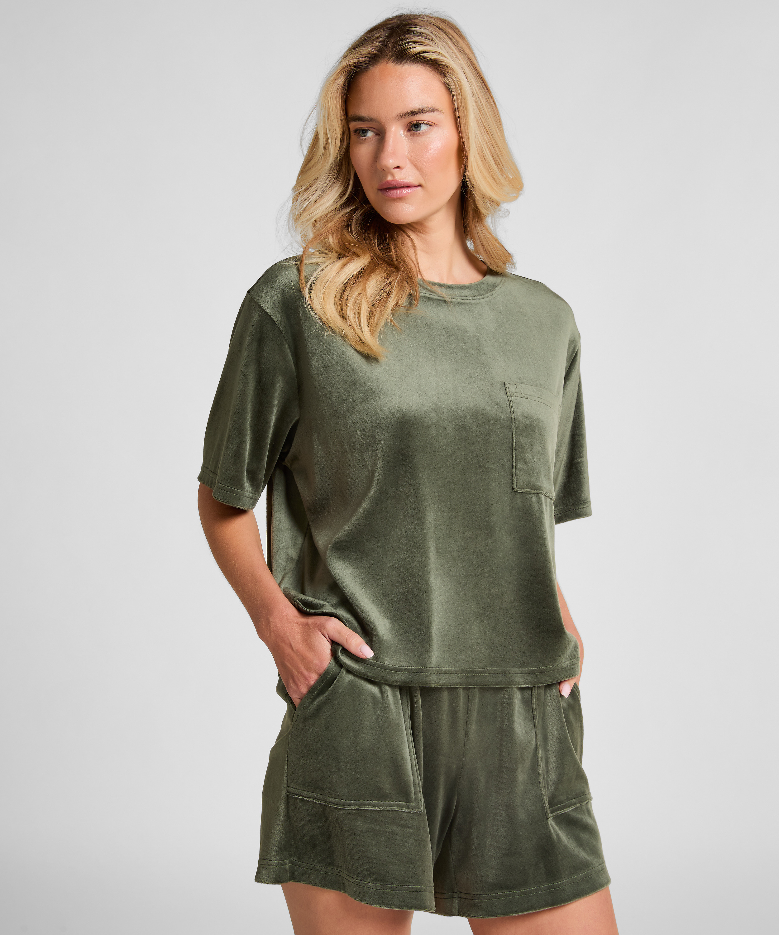 Top Velours Pocket, Green, main