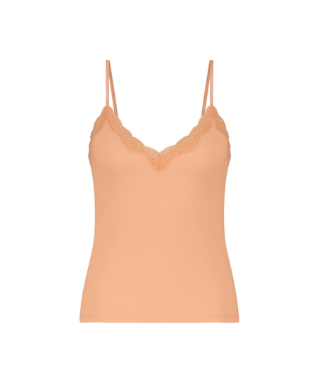 Cami Rib Lace Top, Pink