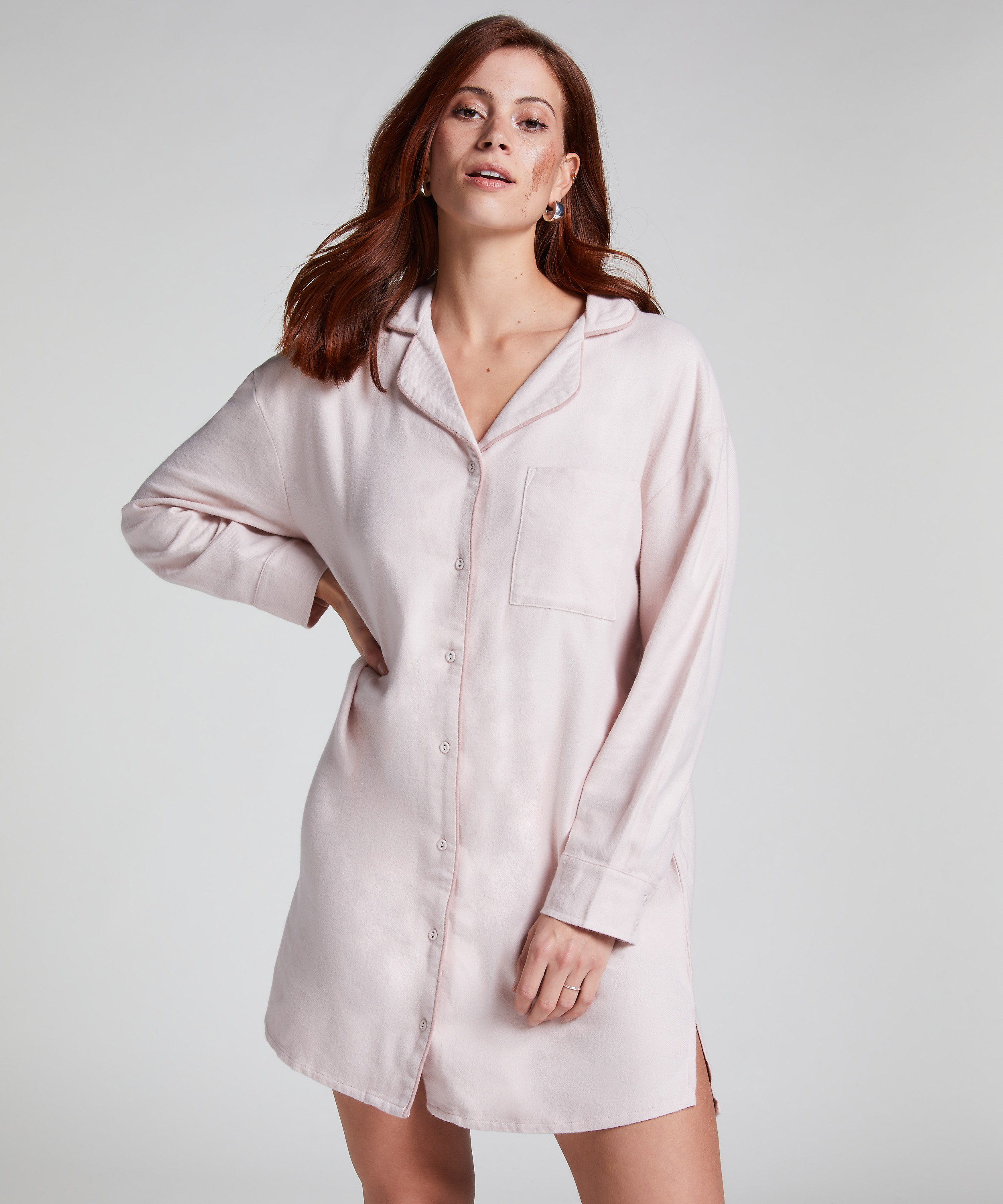 Flannel Nightshirt, Purple, main