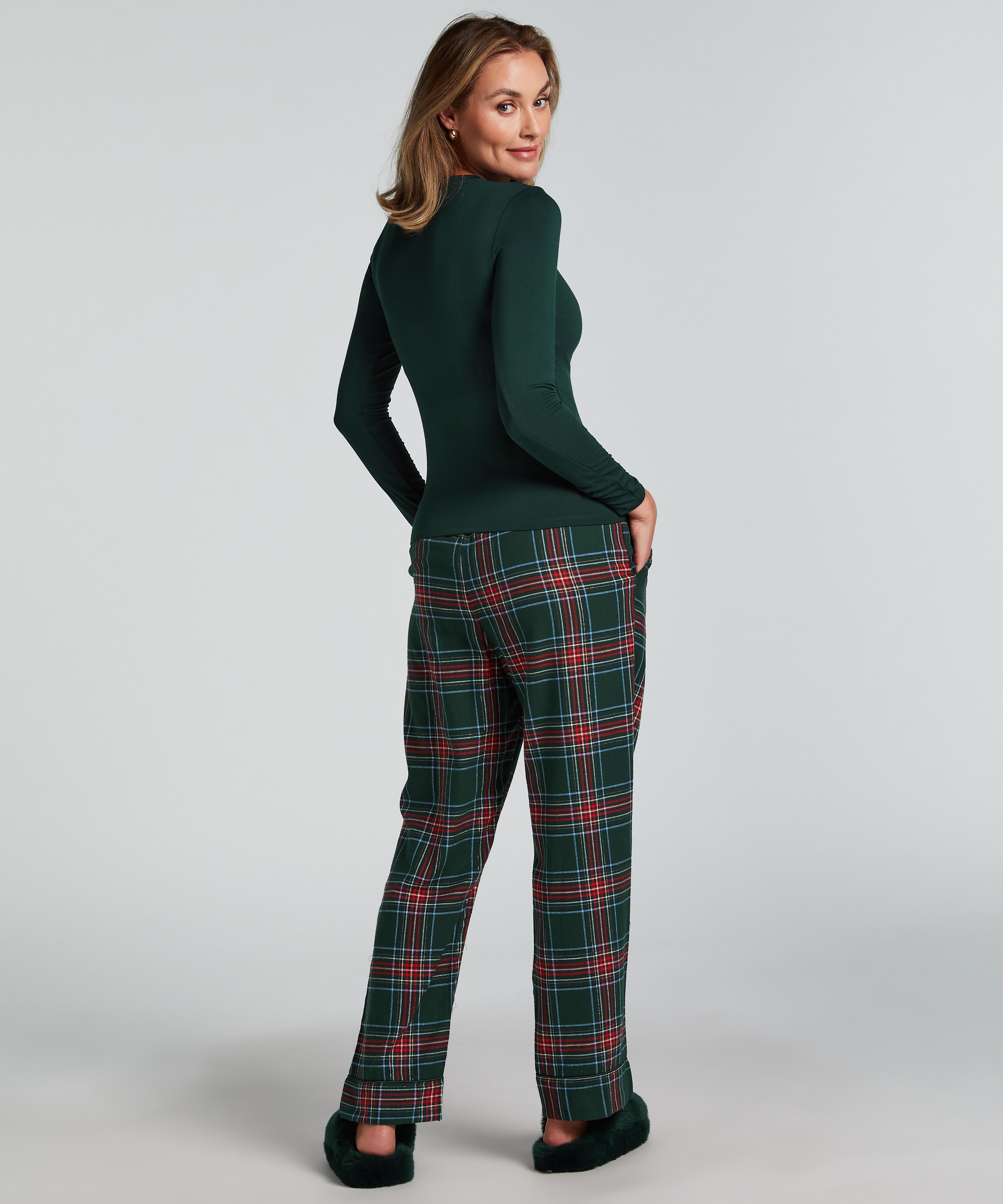 Petite Flannel Pyjama Pants, Green, main