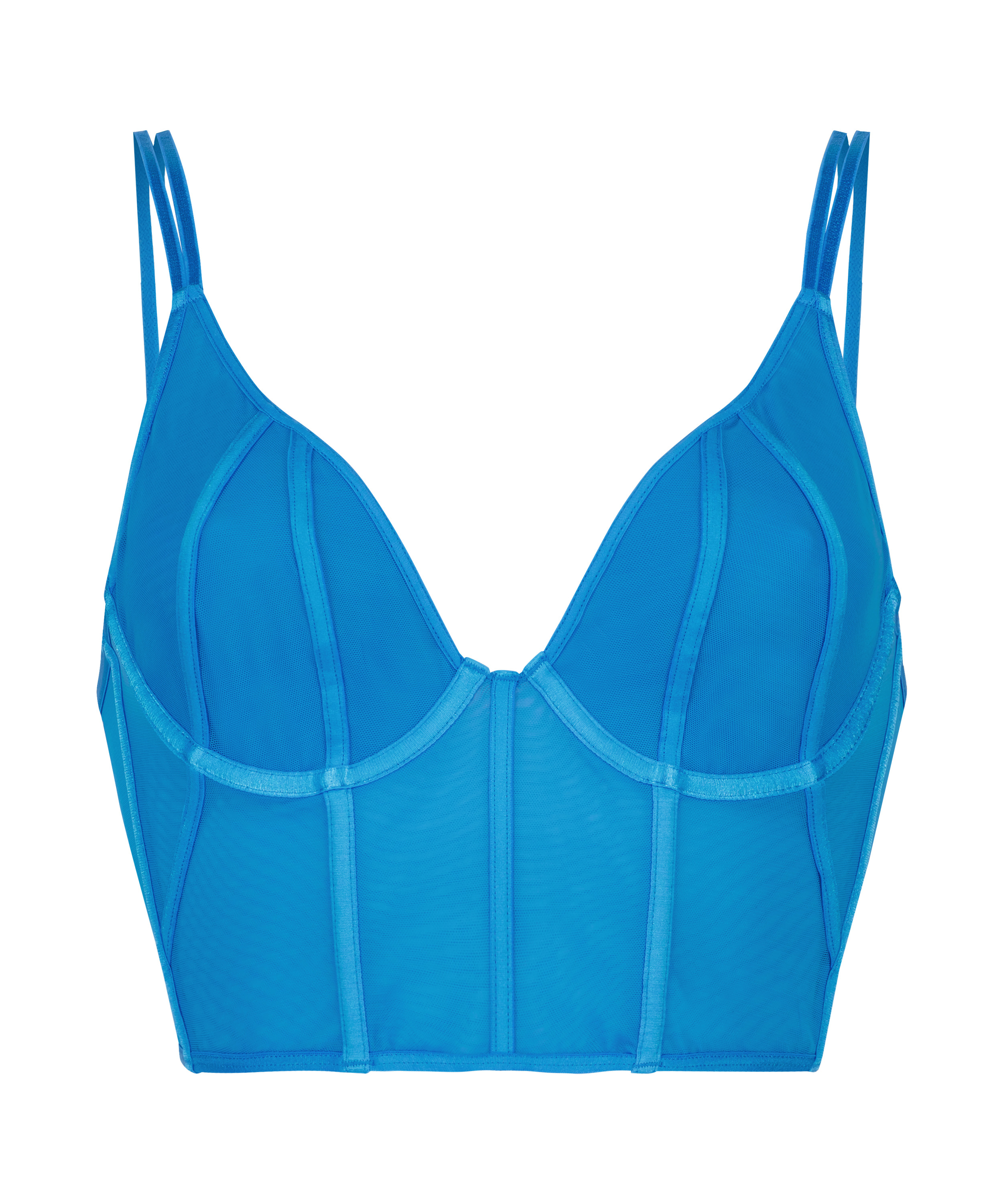 Boujee Non-Padded Longline Underwired Bra, Blue, main