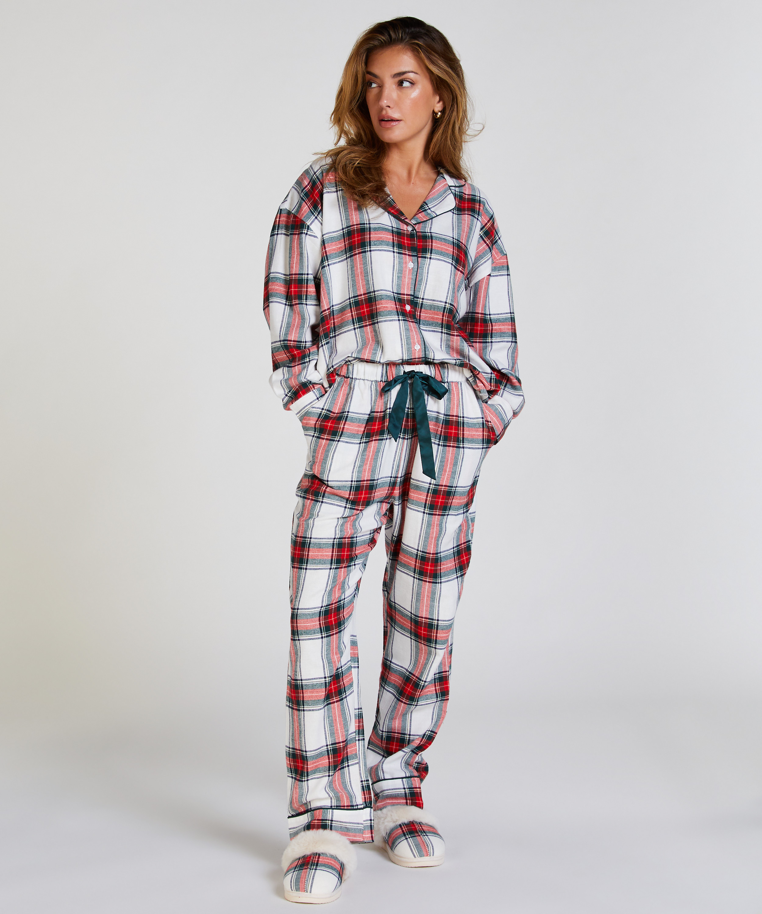 Flannel Pyjama Pants, White, main