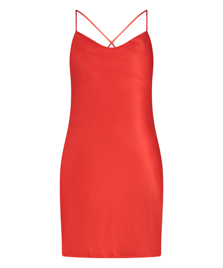 Satin Mini Dress, Red
