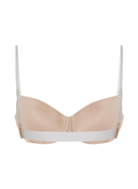 Transparent Back Padded Underwired Bra, Beige
