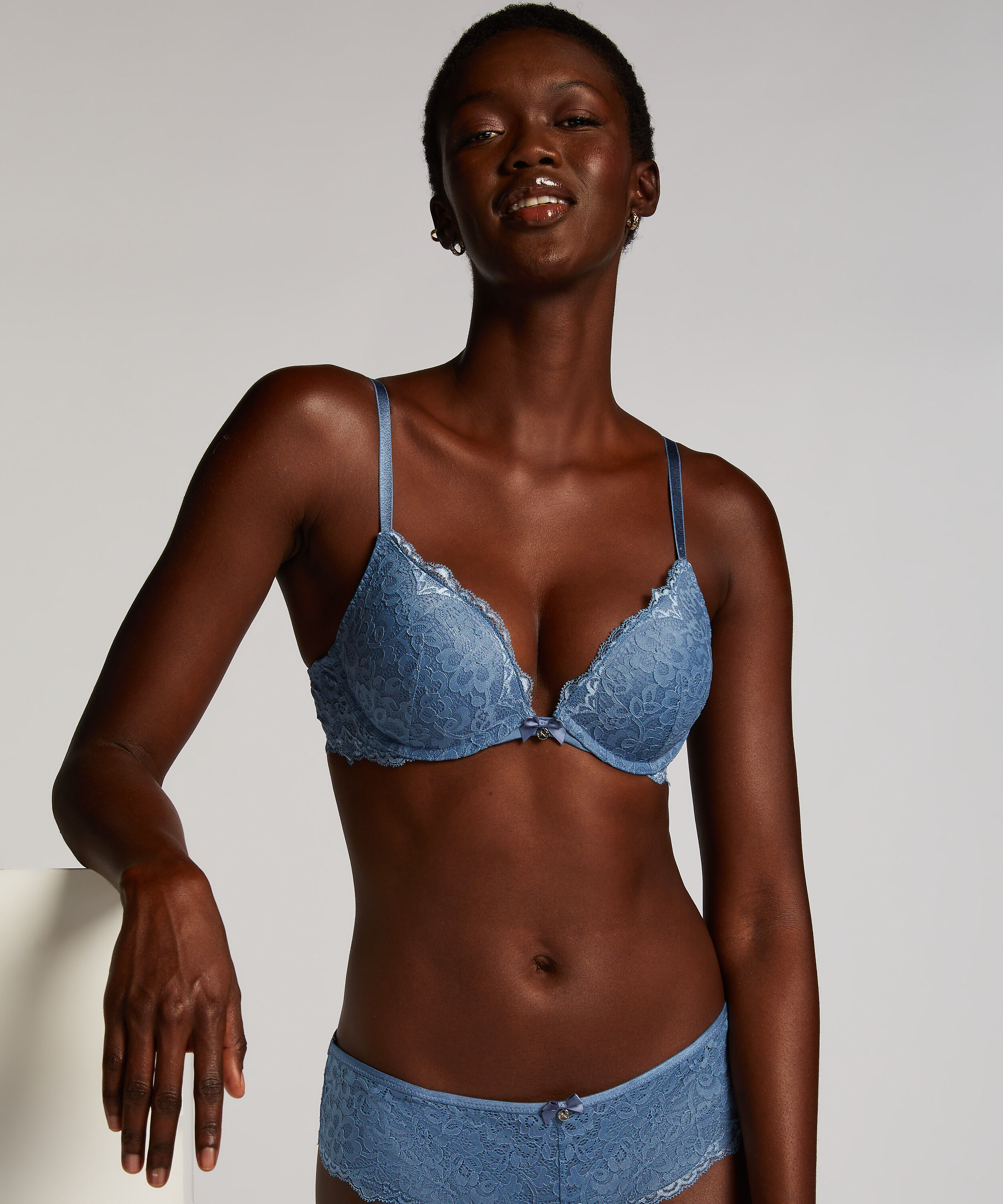 Marine Padded Underwired Push-Up Bra, Blue