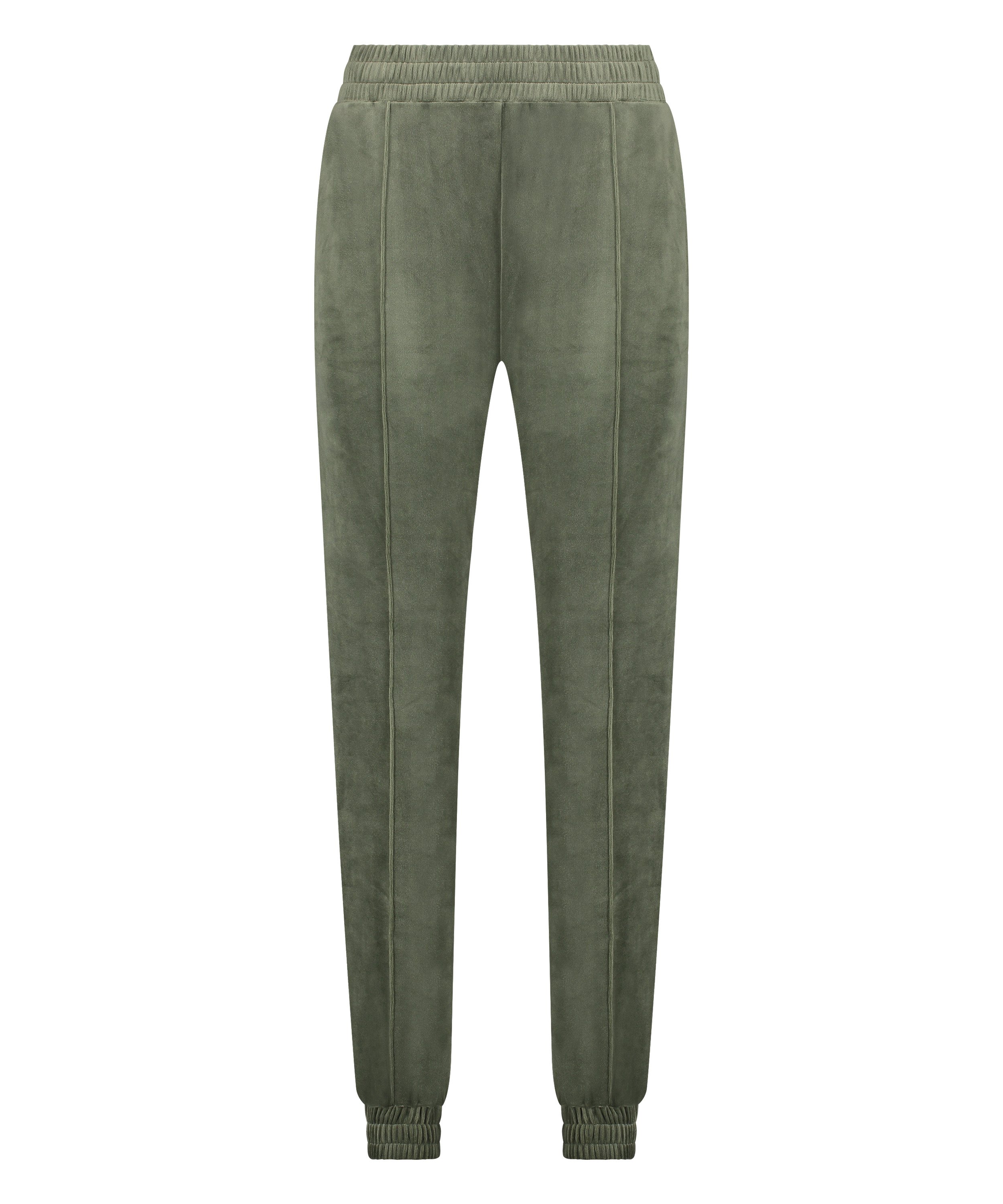 Velour Jogging Pants Pin-tucked, Green, main