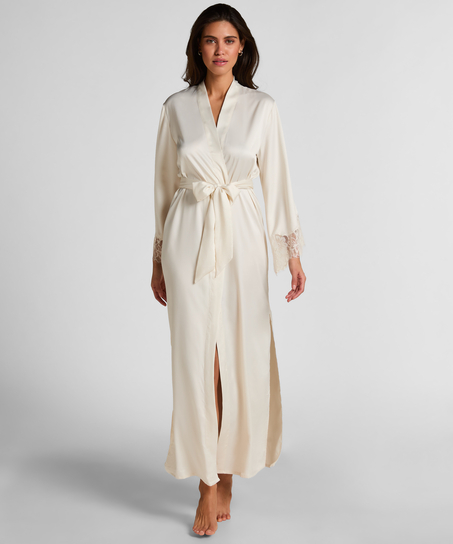 Kimono Long Satin Valerie, White