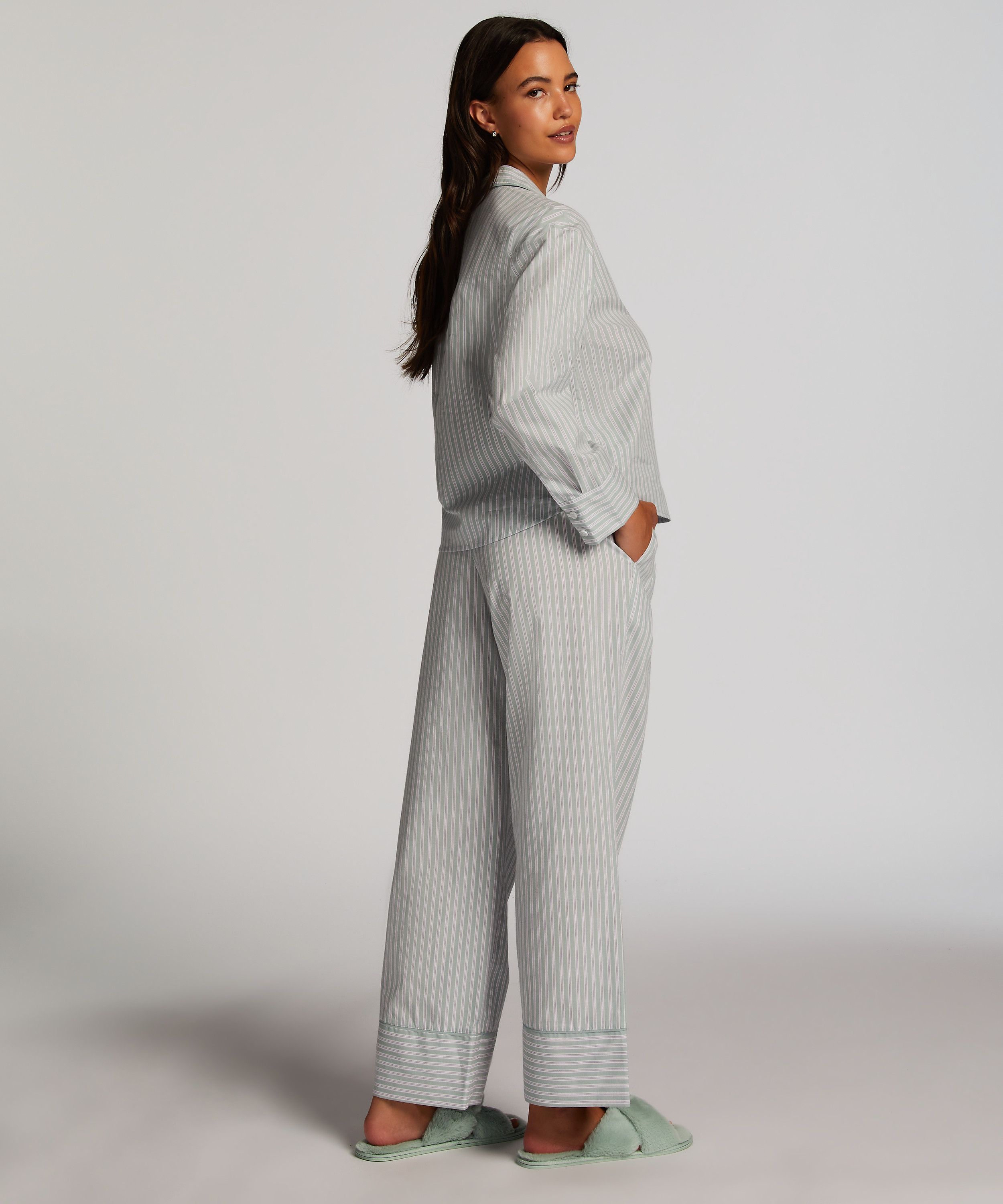 Cotton Pyjama Pants, Green, main