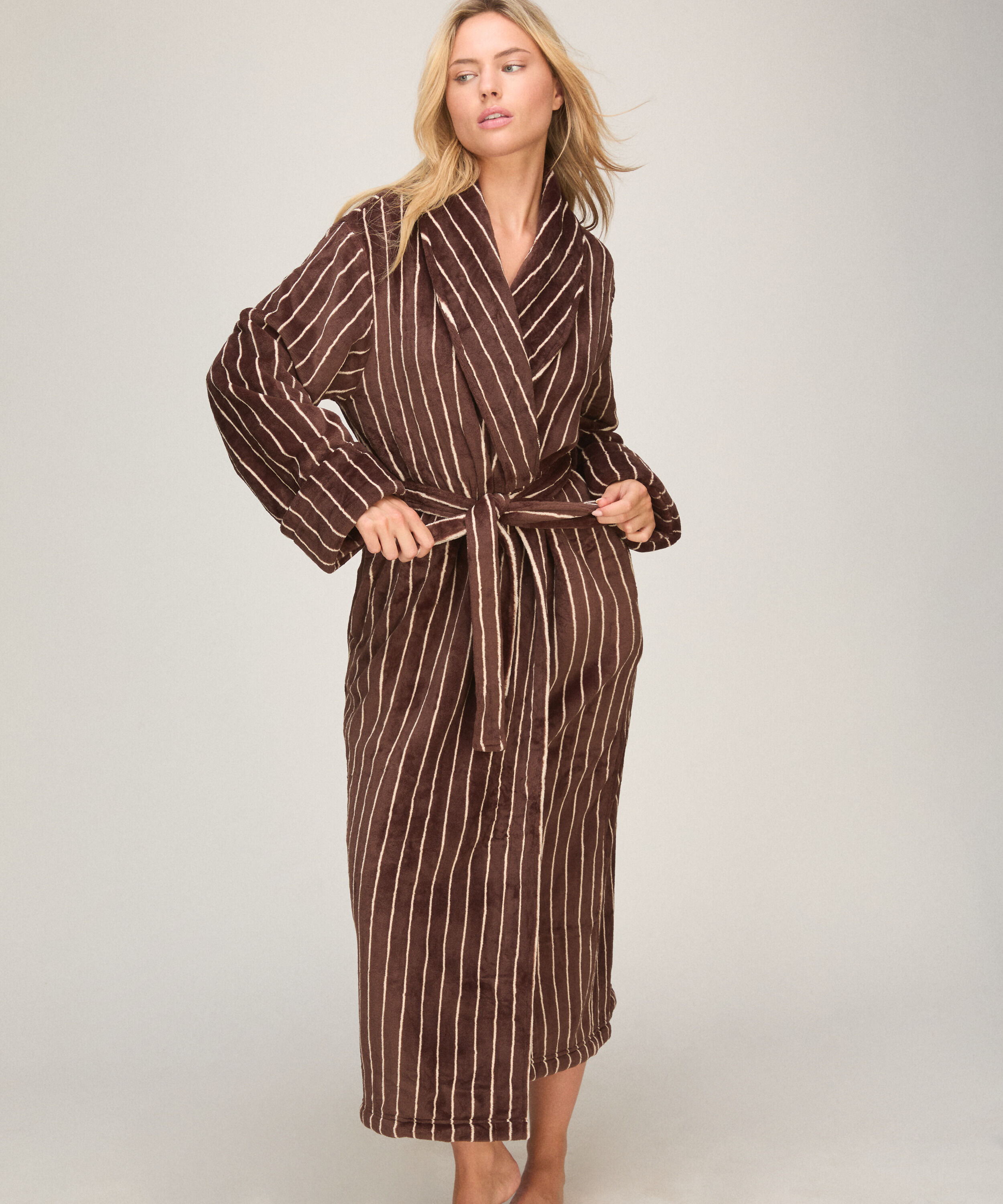 Soft Fleece Bathrobe, Brown