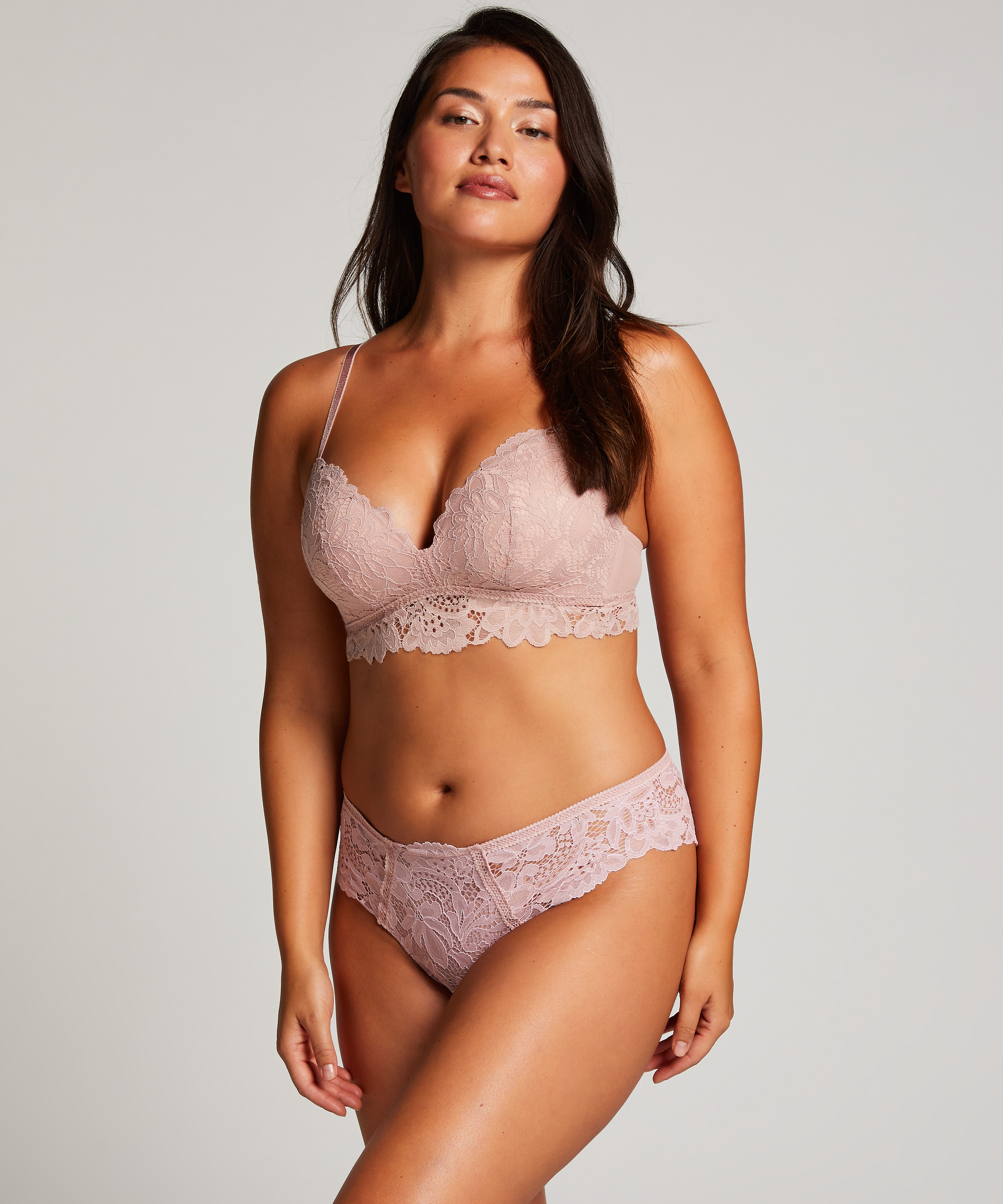 Shiloh Padded Non-wired Longline Bra, Pink, main
