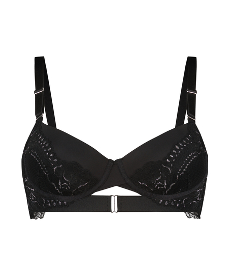 Donna Sparkle Padded Underwired Longline Bra, Black
