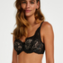 Cardi Padded Half-cup Underwired Bra, Black