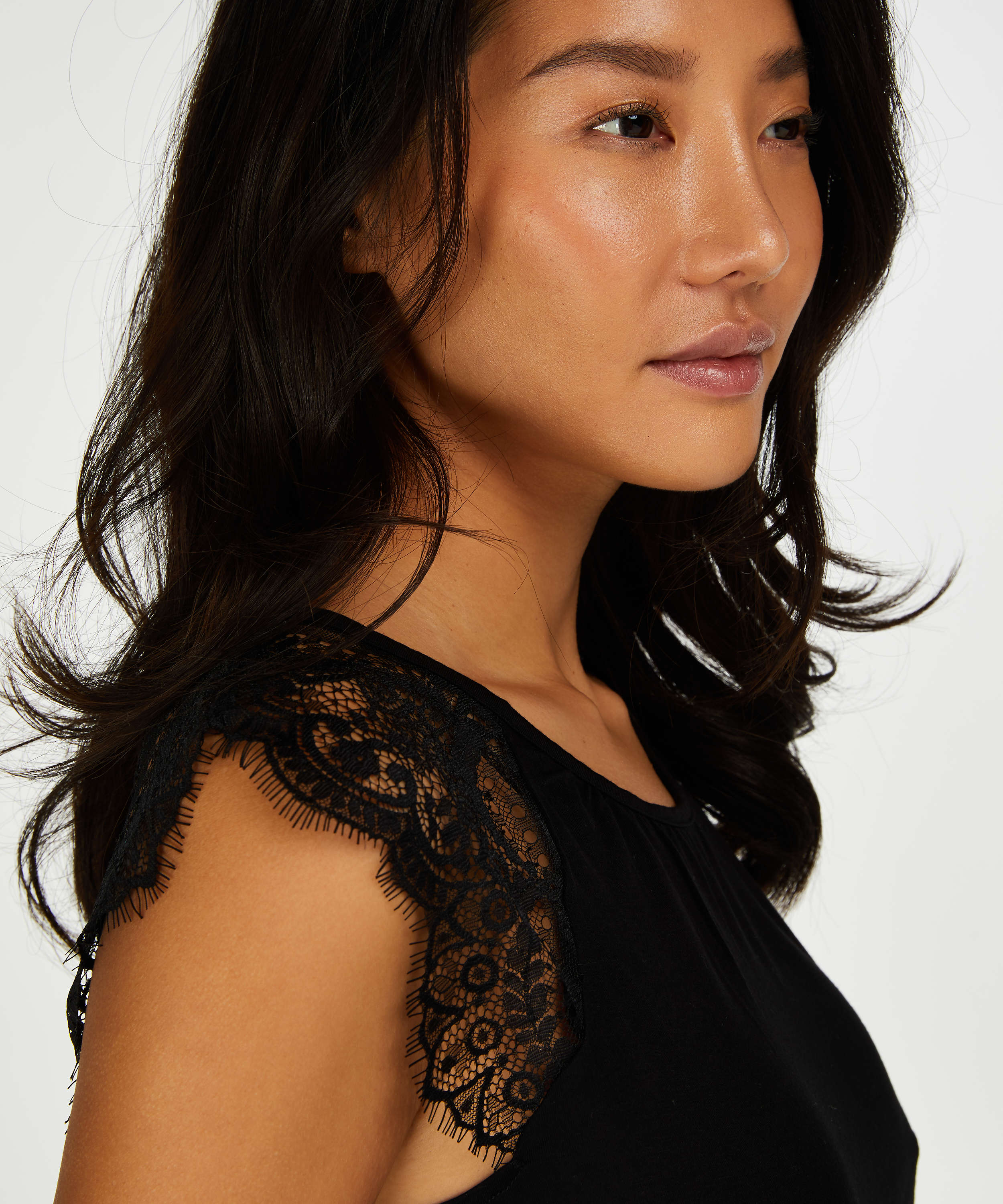 Jersey Lace Singlet, Black, main