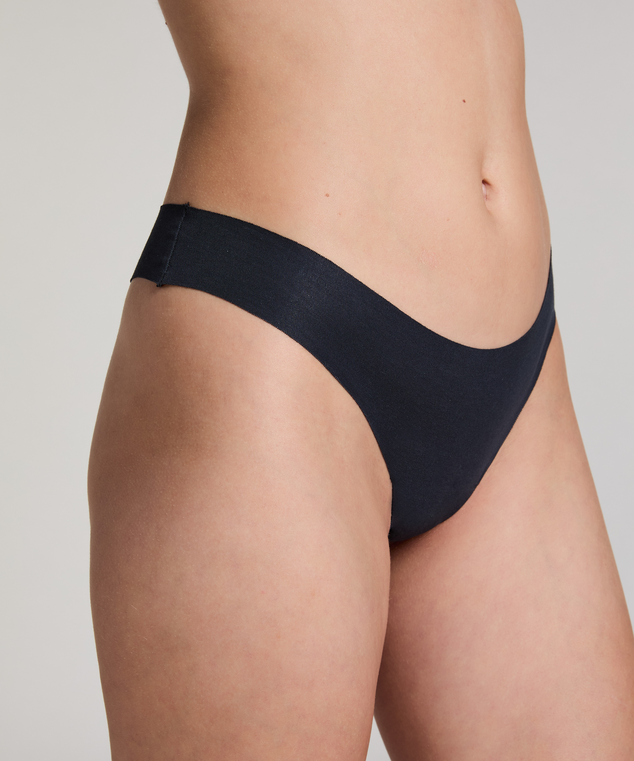 Invisible cotton thong, Black, main
