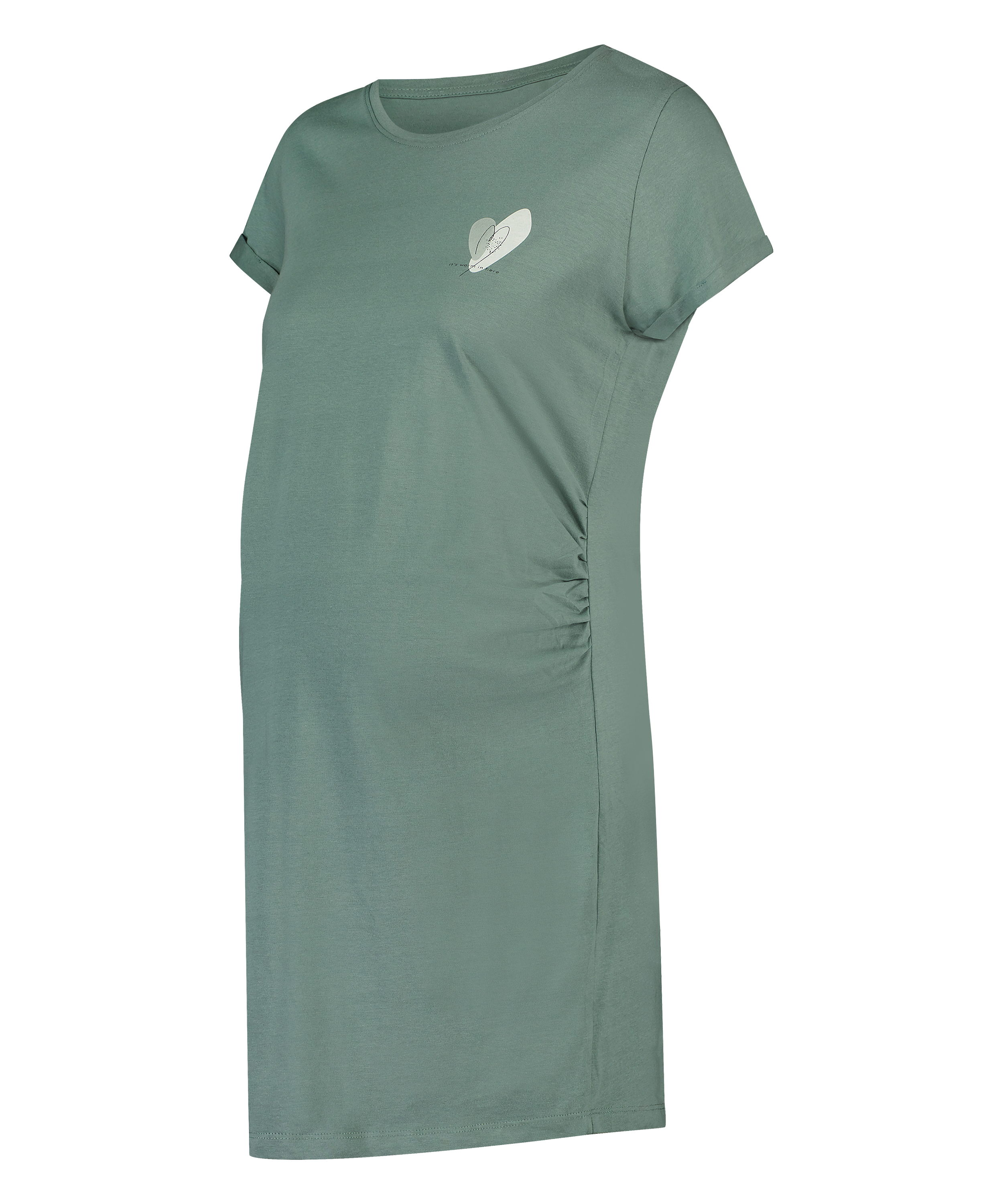 Short-Sleeved Maternity Nightshirt, Green, main
