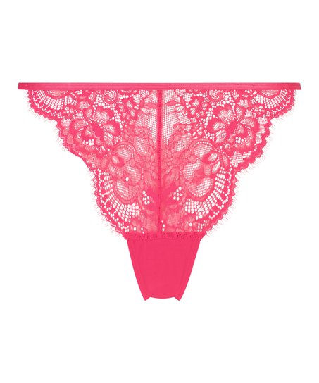 Honey High Leg Rhinestone Thong, Pink