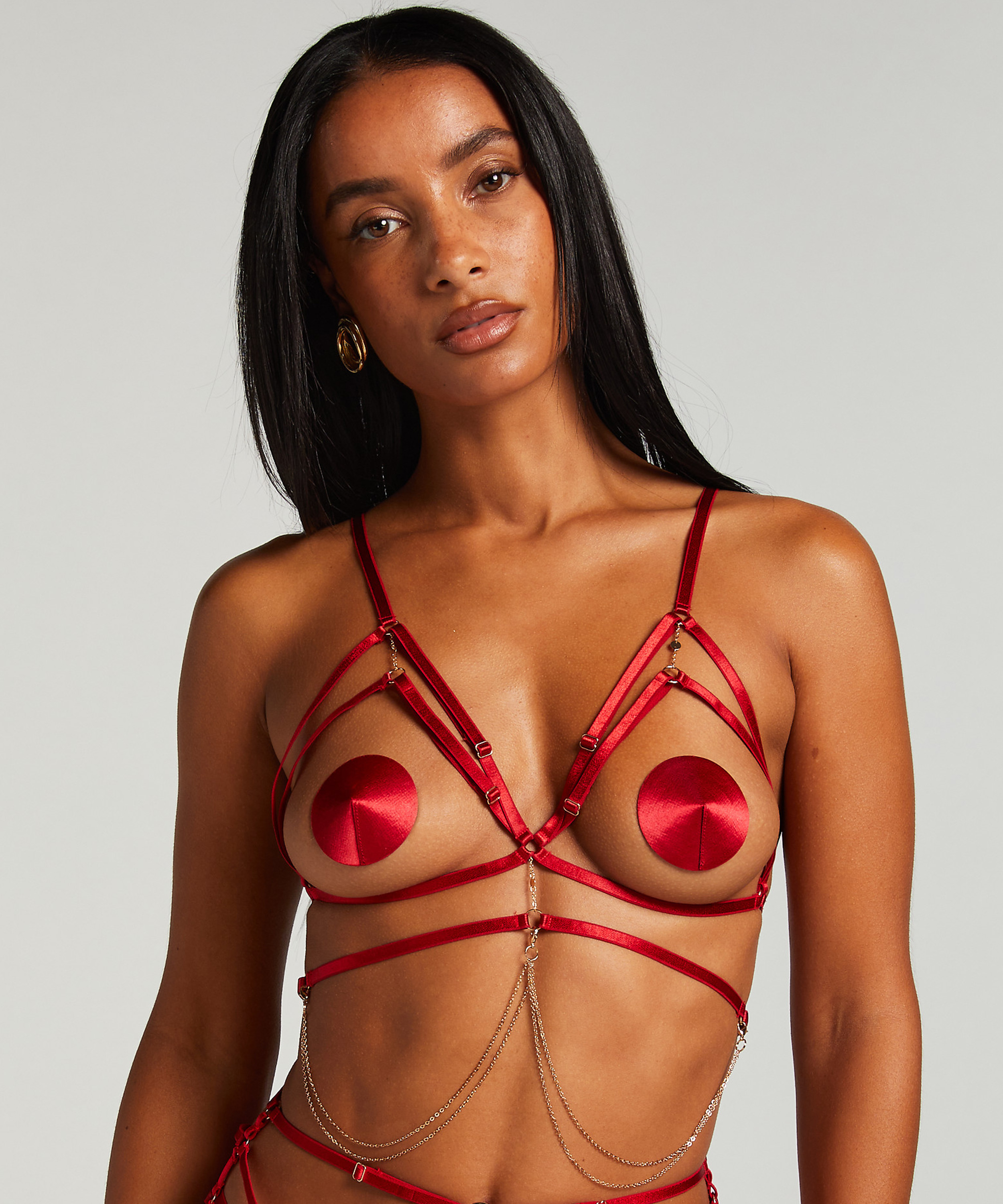 Chain Top Bralette, Red, main