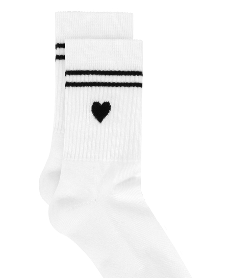 Cotton Crew Socks, White
