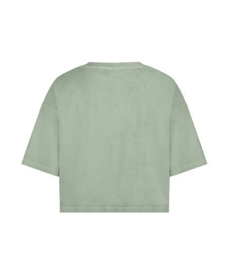 Short-sleeve velours top, Green
