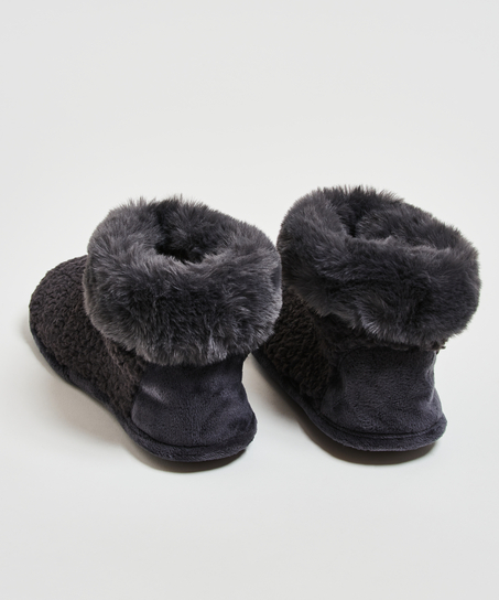 Teddy Slippers Boot, Grey