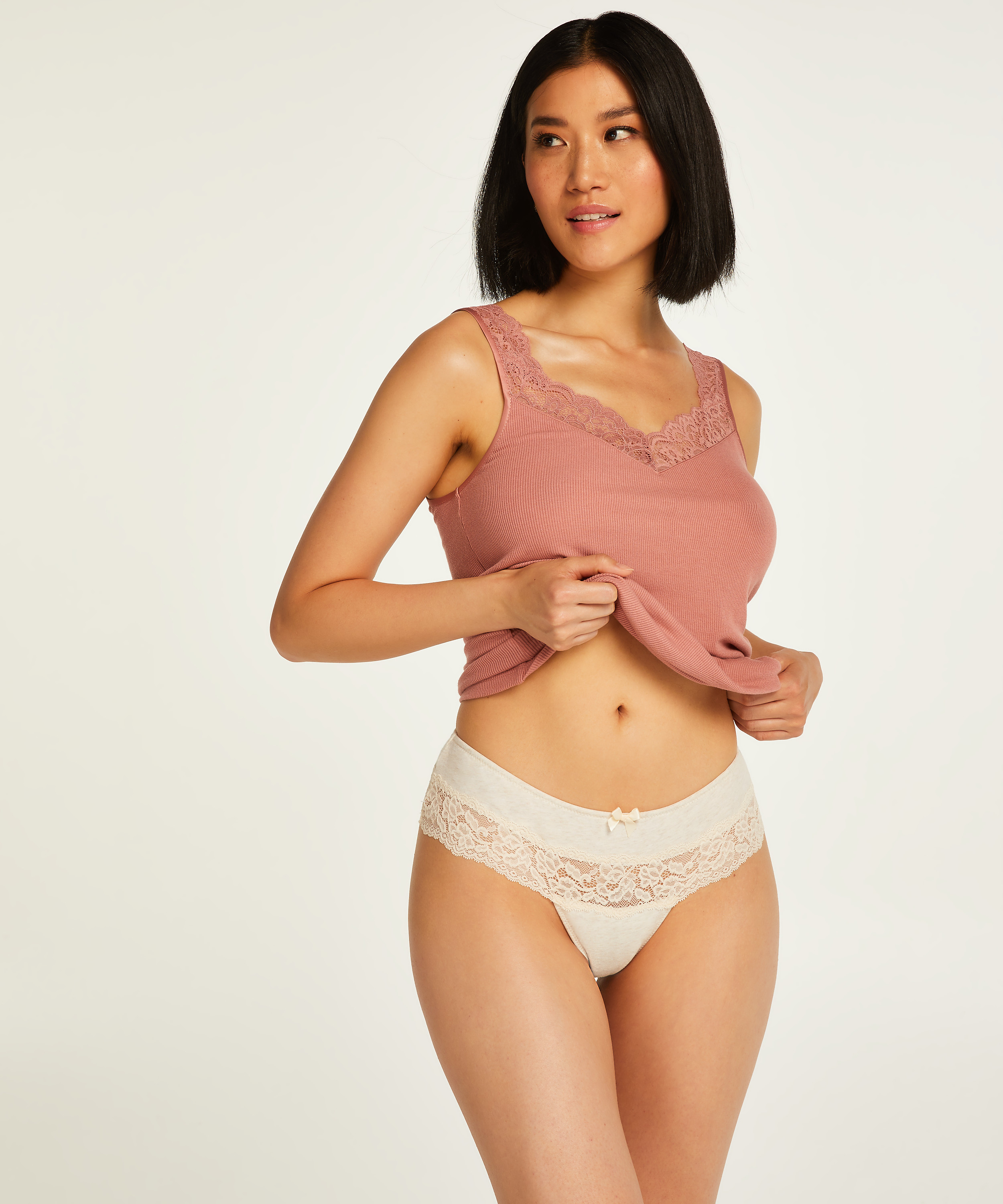 Cotton boxer thong, Beige, main