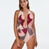 Print Game high leg swimsuit, Pink
