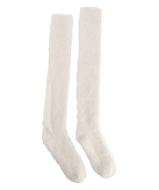 Fluffy Long Socks, Beige