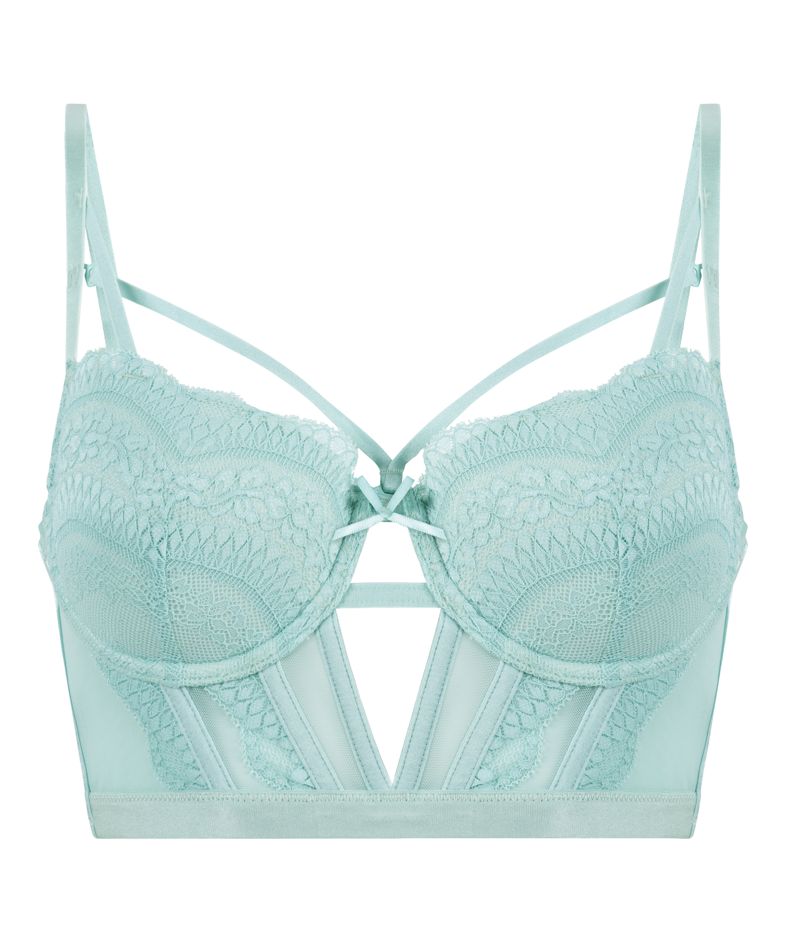 Ashley Padded Underwired Longline Bra, Blue, main