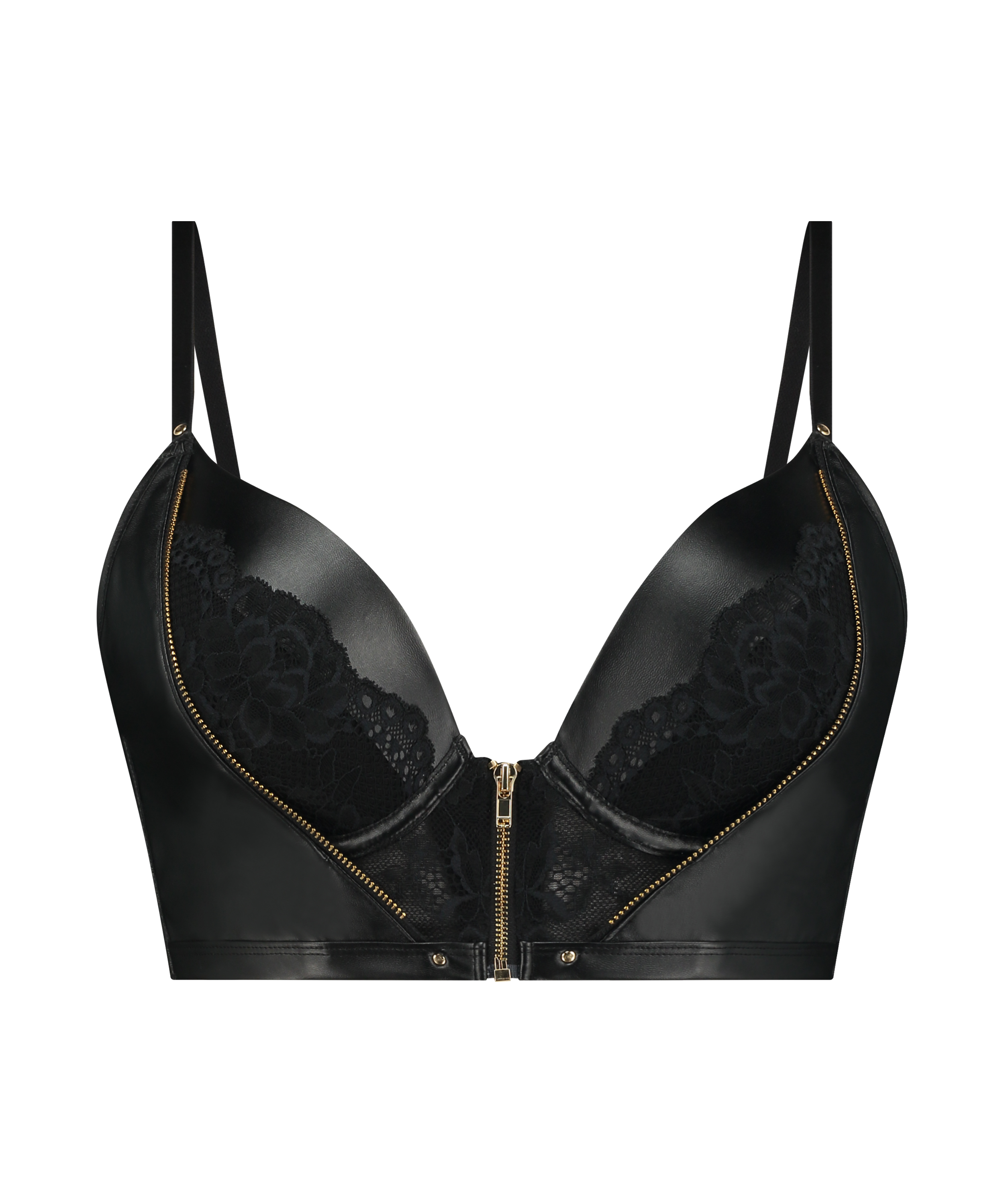 Talia Padded Longline Underwired Push-Up Bra, Black, main