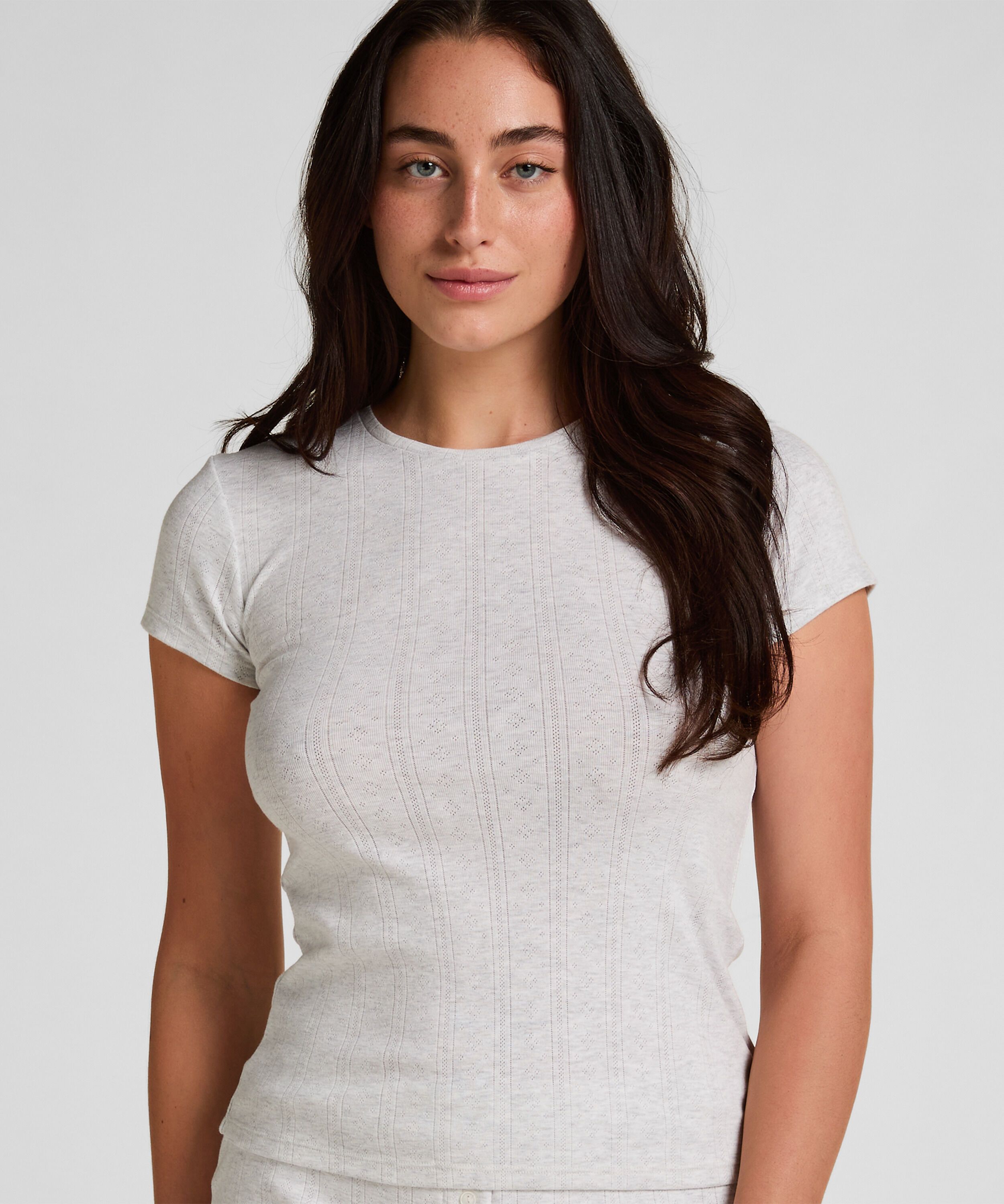Pointelle Top, Grey